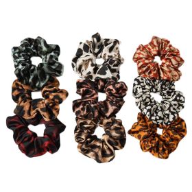 9 Pcs Satin Hair Scrunchies Leopard Print Hair Band Ponytail Holder Elastics Hair Ties Hair Accessories