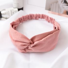 Women Cross Solid color Hair Bands Girls Print Flower Headbands Fashion Turban Make up Hair Accessories (Color: Pink)