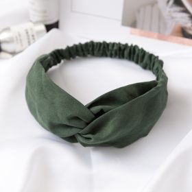 Women Cross Solid color Hair Bands Girls Print Flower Headbands Fashion Turban Make up Hair Accessories (Color: Green)