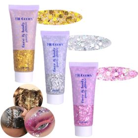 Body Face Chunky Glitter Gel: Pink White Silver Face Sparkles Glitter Gel Makeup (Color: 3PCS#1)