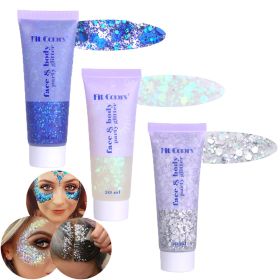 Body Face Chunky Glitter Gel: Pink White Silver Face Sparkles Glitter Gel Makeup (Color: 3PCS#2)