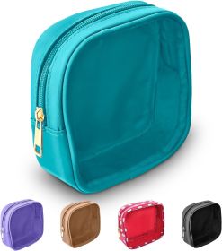 Clear Travel Makeup Organizer Bag for Purse, Small Nylon PVC Cosmetic Travel Bag Toiletry Bag with Zipper (Small: Blue)